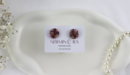 Roségold Marmor Ohrringe – Naturstein-inspirierte Polymer Clay Statement Ohrringe