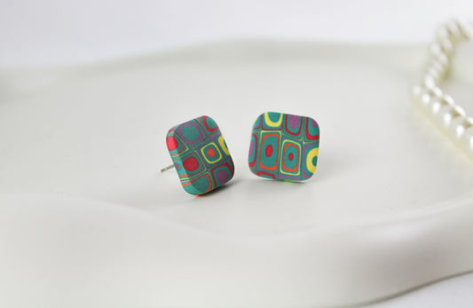 Geometrische Retro Polymer Clay Ohrringe