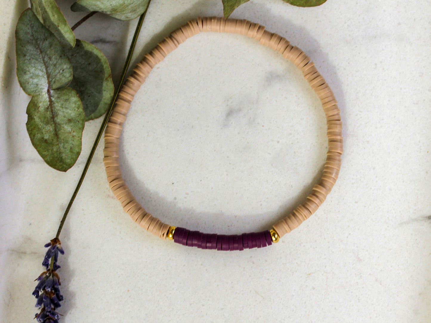 Almond Plum – Katsuki-Armband in Mandelbeige und Pflaume