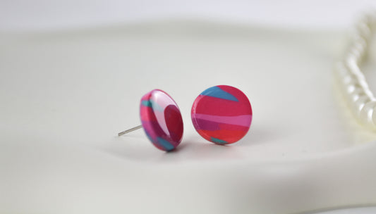 Colorful small round polymer clay earrings