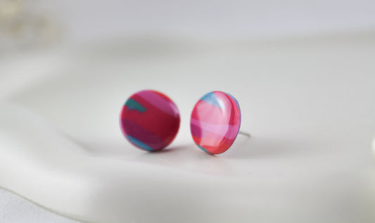 Colorful small round polymer clay earrings