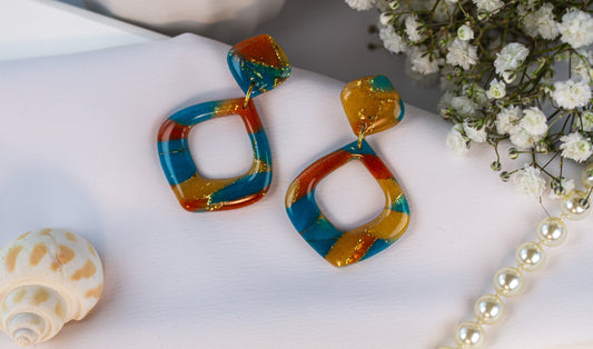 Statement Ohrringe – Cut Out Square – Sunset Lagoon Collection