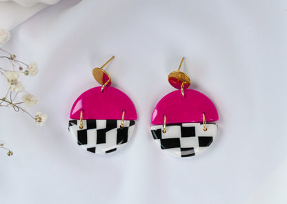 Pink Check Arc - Ohrringe