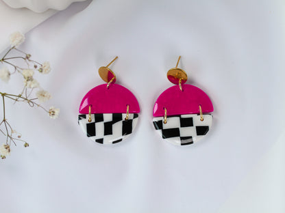 Pink Check Arc - Ohrringe
