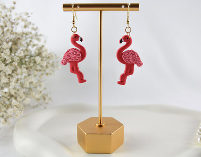 Happy Flamingos Statement Ohrringe – Handgefertigte bunte Polymer Clay Sommerohrringe