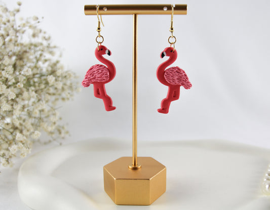 Happy Flamingos polymer clay earrings