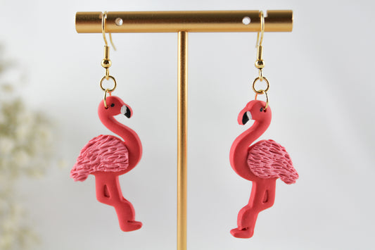 Happy Flamingos polymer clay earrings
