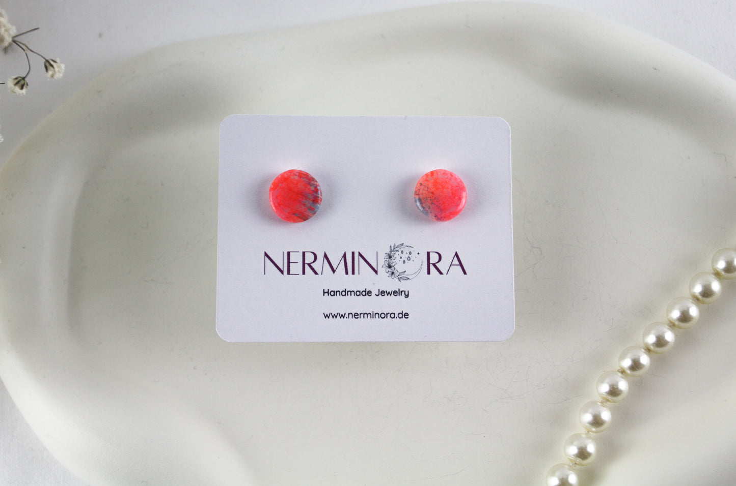 Neon Palmen Sommer Polymer Clay Ohrringe und Ohrstecker