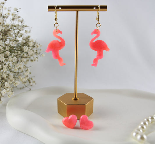 Neon Flamingo Polymer Clay Ohrringe und Ohrstecker