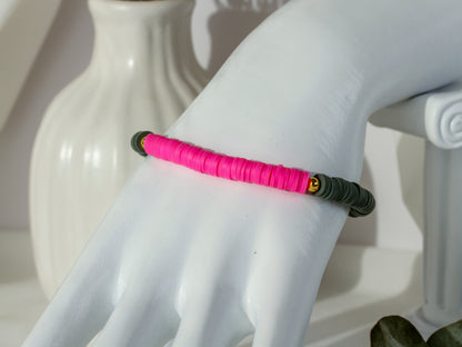 Sage Grey Pop – Katsuki-Armband in Salbeigrün und Neonpink