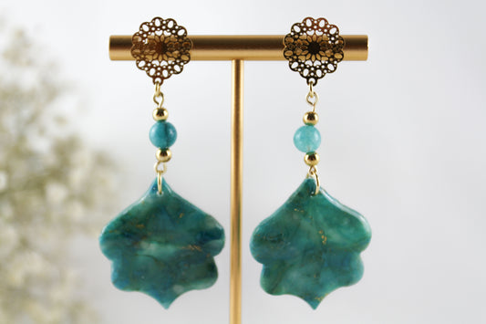 Ornamental natursteininspiriert Polymer Clay Ohrringe mit Naturstein