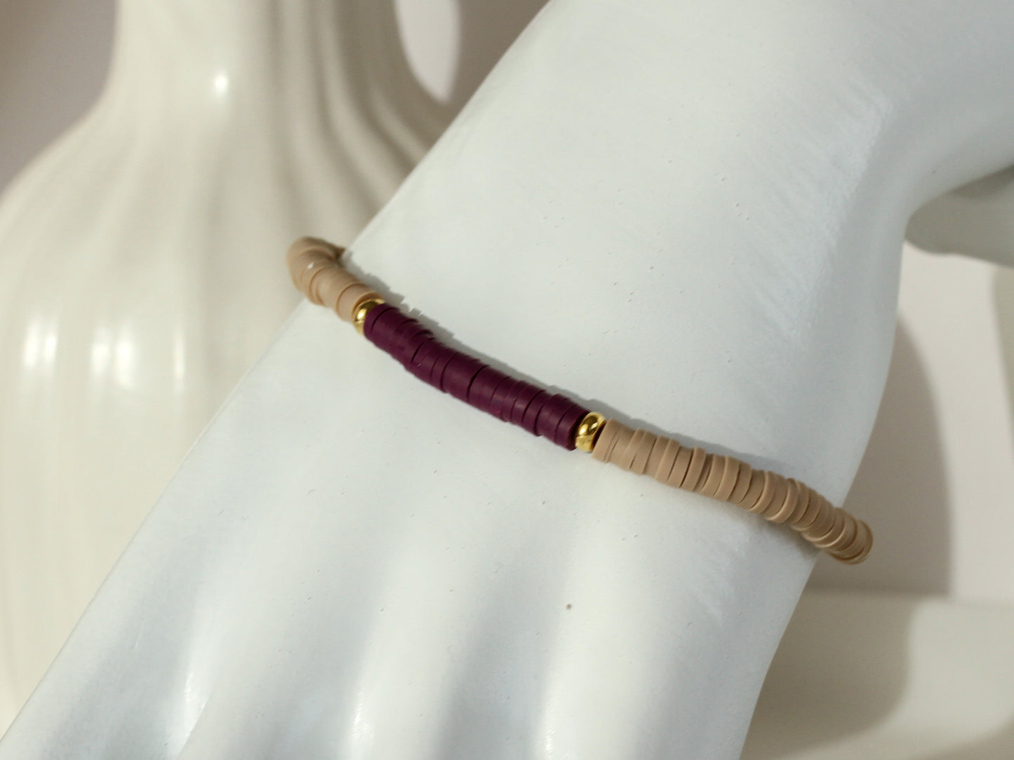 Almond Plum – Katsuki-Armband in Mandelbeige und Pflaume