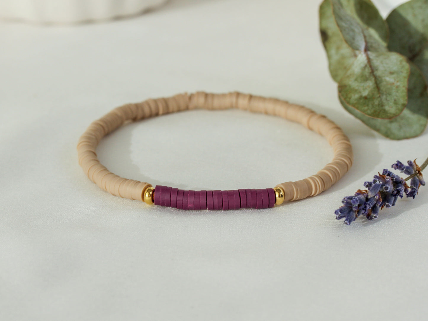 Almond Plum – Katsuki-Armband in Mandelbeige und Pflaume