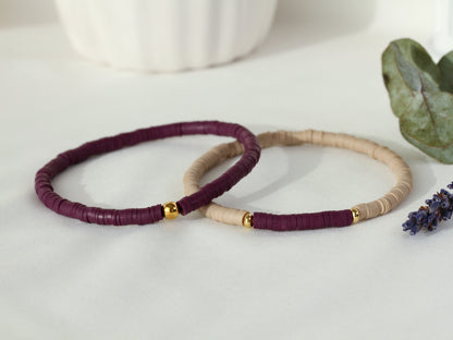 Almond Plum – Katsuki-Armband in Mandelbeige und Pflaume