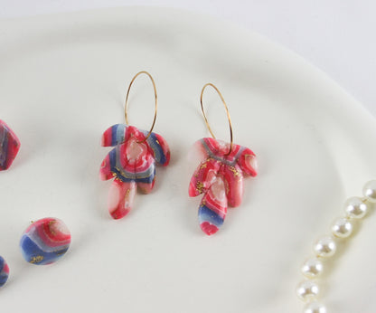 Pink-Blau Twisted Marmor Stone Ohrringe – Handgemachte Statement Ohrringe