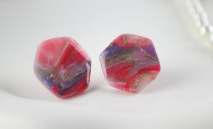 Pink-Blau Twisted Marmor Stone Ohrringe – Handgemachte Statement Ohrringe