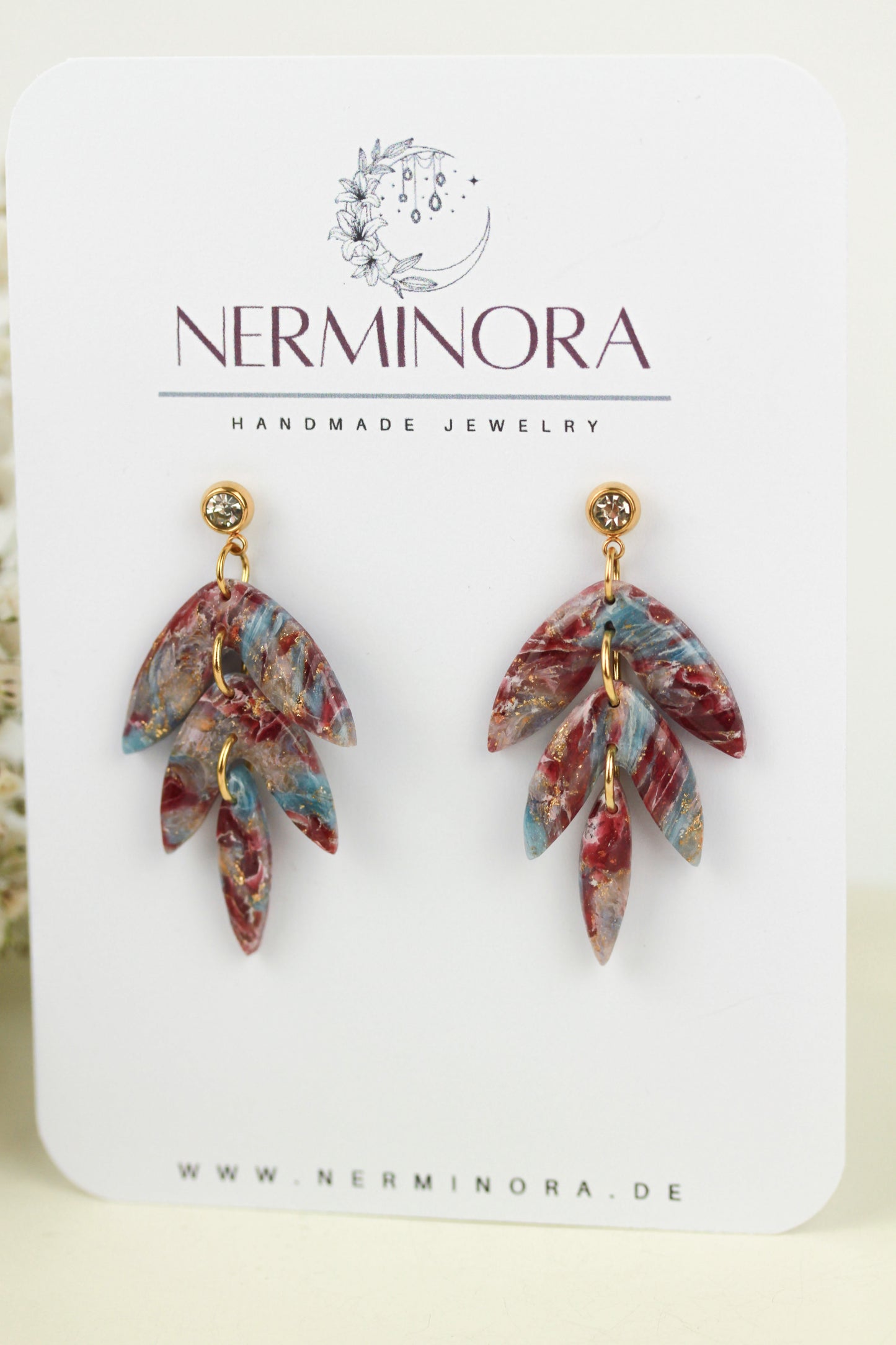 Polymer Clay Hängeohrringe – Kollektion Saphir Scarlet | Statement Schmuck