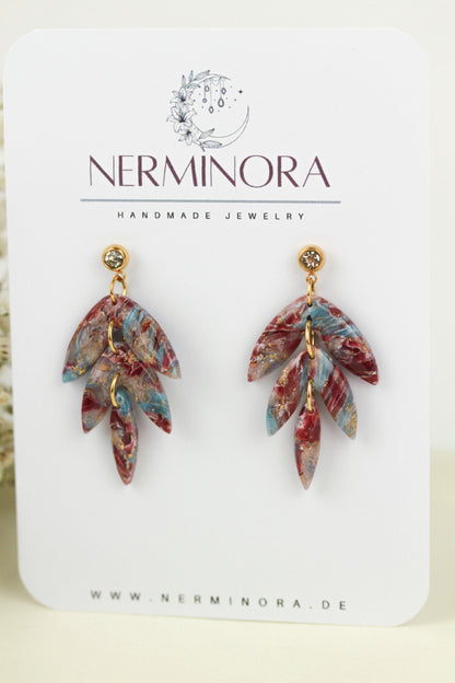 Polymer Clay Hängeohrringe – Kollektion Saphir Scarlet | Statement Schmuck