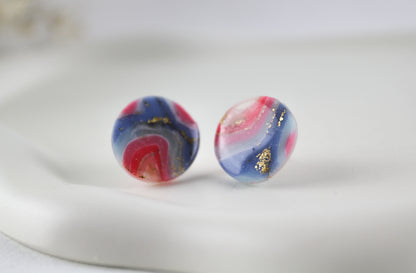 Pink-Blau Twisted Marmor Stone Ohrringe – Handgemachte Statement Ohrringe