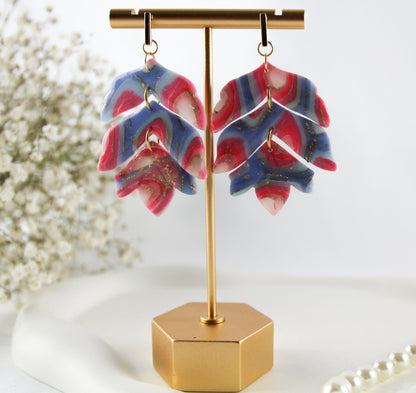 Pink-Blau Twisted Marmor Stone Ohrringe – Handgemachte Statement Ohrringe