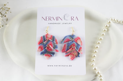Pink-Blau Twisted Marmor Stone Ohrringe – Handgemachte Statement Ohrringe