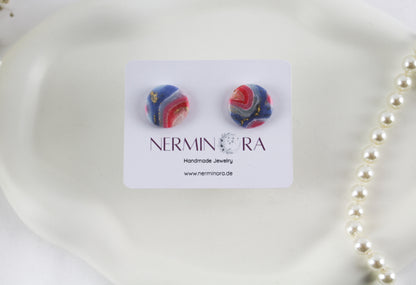 Pink-Blau Twisted Marmor Stone Ohrringe – Handgemachte Statement Ohrringe