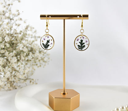 Echte Grüne Naturpflanze – Handgefertigtes Harz Schmuckset (Ohrringe & Kette)