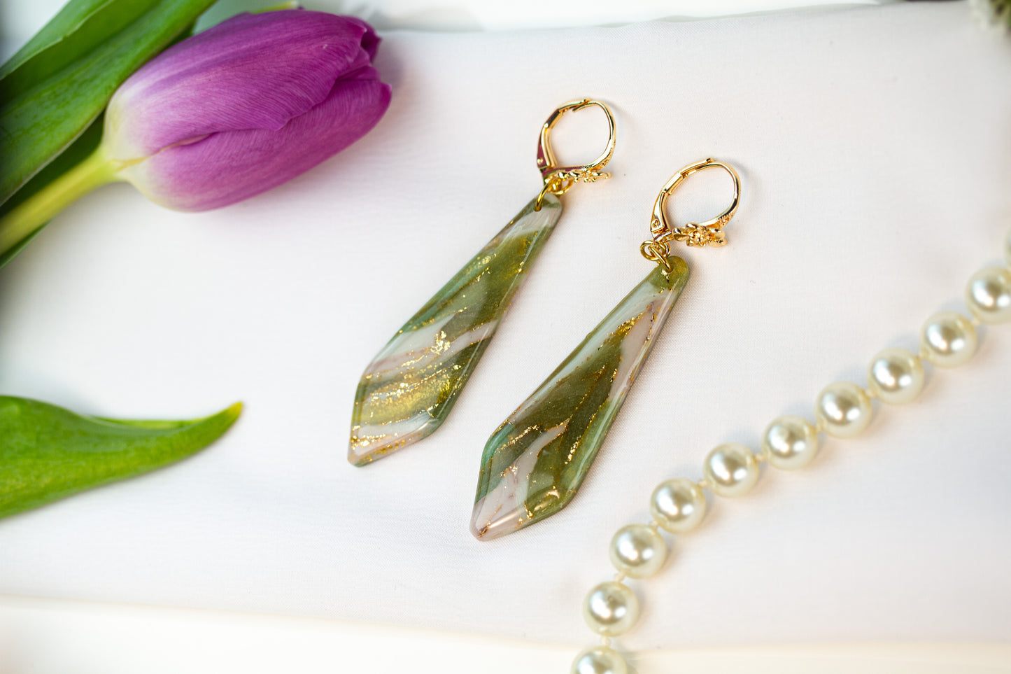 Ohrringe – Lang – Sage Marble Collection