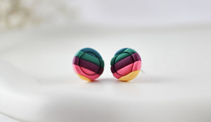 Bunt Gestreifte Statement Ohrringe – Handgefertigte Polymer Clay Ohrringe