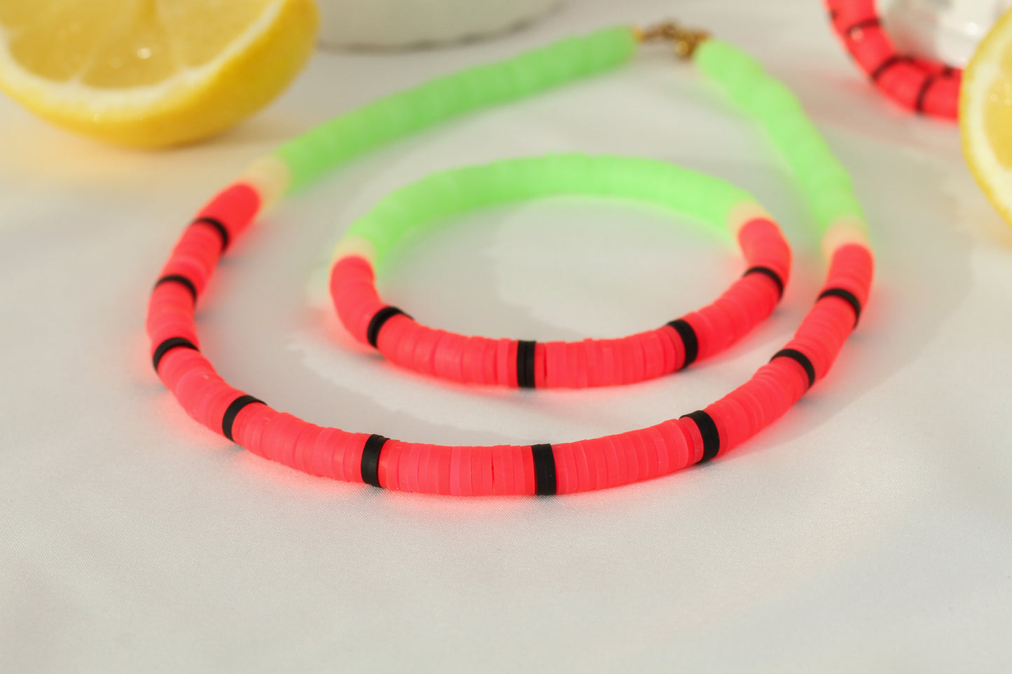 Neon Melon – Katsuki-Schmuck in Neonpink und Limettengrün