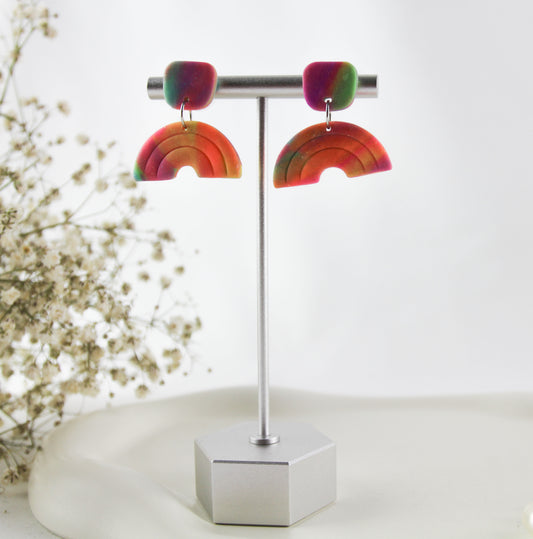 Bunte Rainbow Polymer Clay Ohrringe