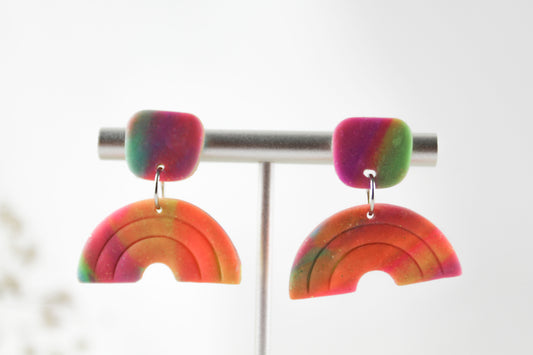 Bunte Rainbow Polymer Clay Ohrringe