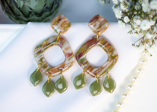 Statement Ohrringe – Chandelier Marble – Berry Velvet Collection