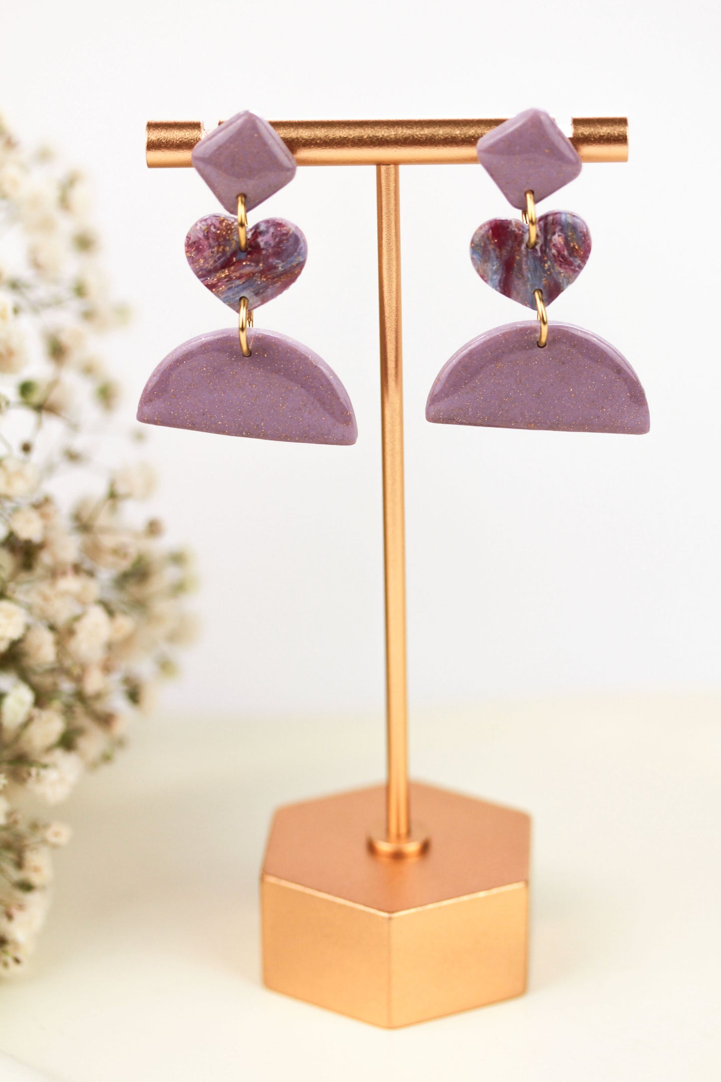 Polymer Clay Hängeohrringe – Kollektion Saphir Scarlet | Statement Schmuck