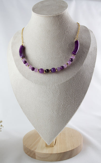 Amethyst Naturstein Halskette & Armband – Handgefertigtes Schmuckset