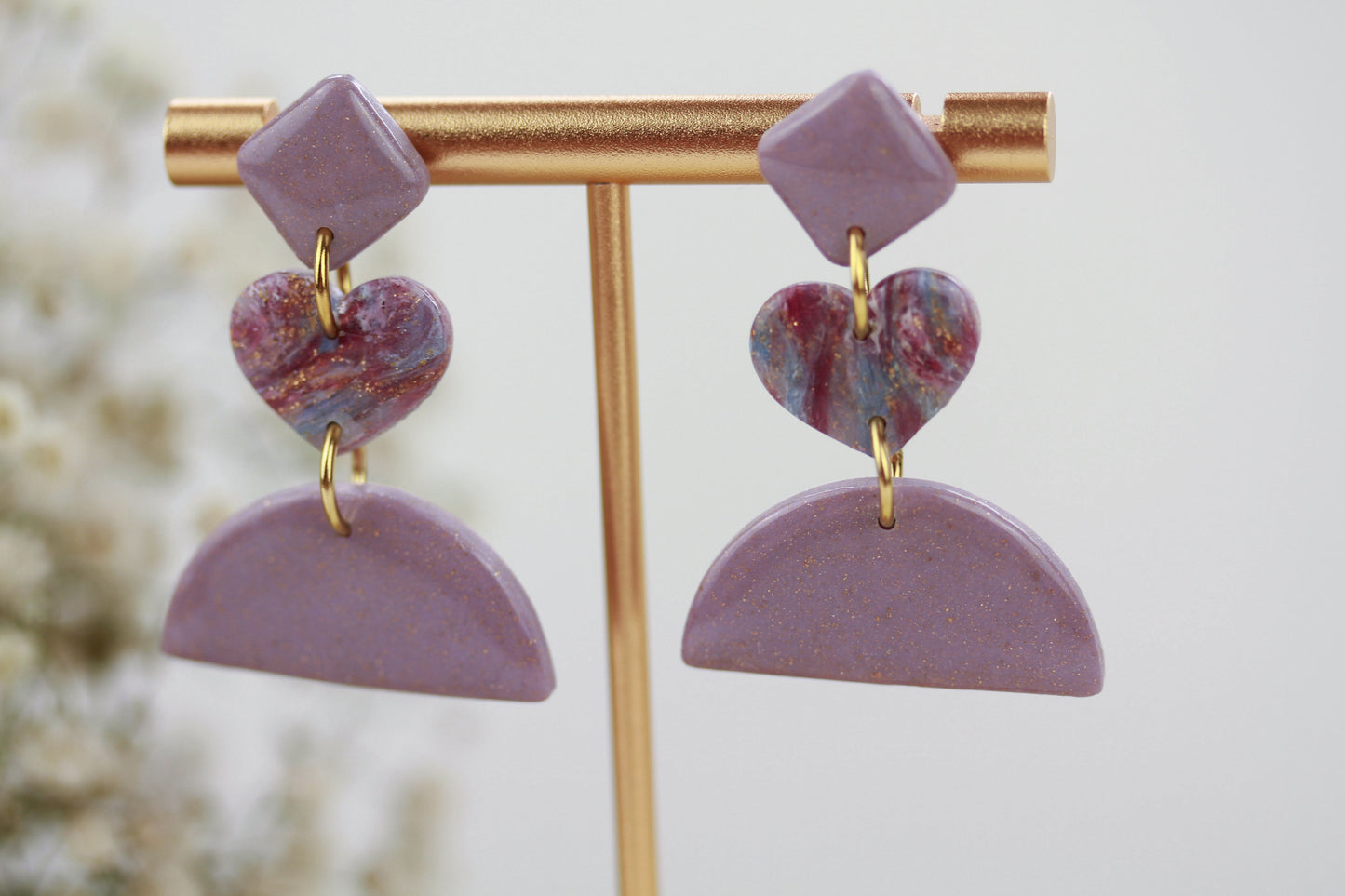 Polymer Clay Hängeohrringe – Kollektion Saphir Scarlet | Statement Schmuck