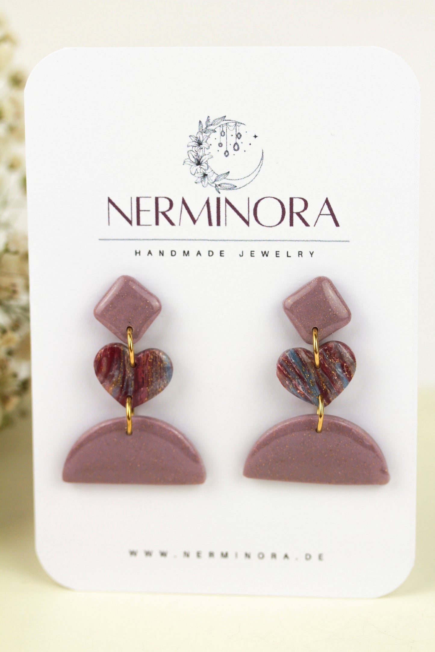 Polymer Clay Hängeohrringe – Kollektion Saphir Scarlet | Statement Schmuck