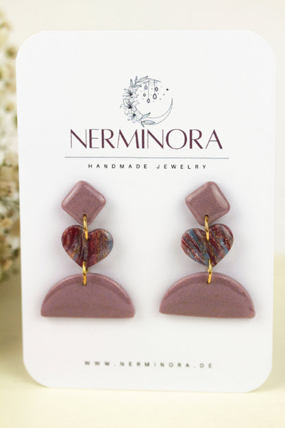 Polymer Clay Hängeohrringe – Kollektion Saphir Scarlet | Statement Schmuck