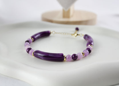 Amethyst Naturstein Halskette & Armband – Handgefertigtes Schmuckset