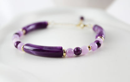 Amethyst Naturstein Halskette & Armband – Handgefertigtes Schmuckset