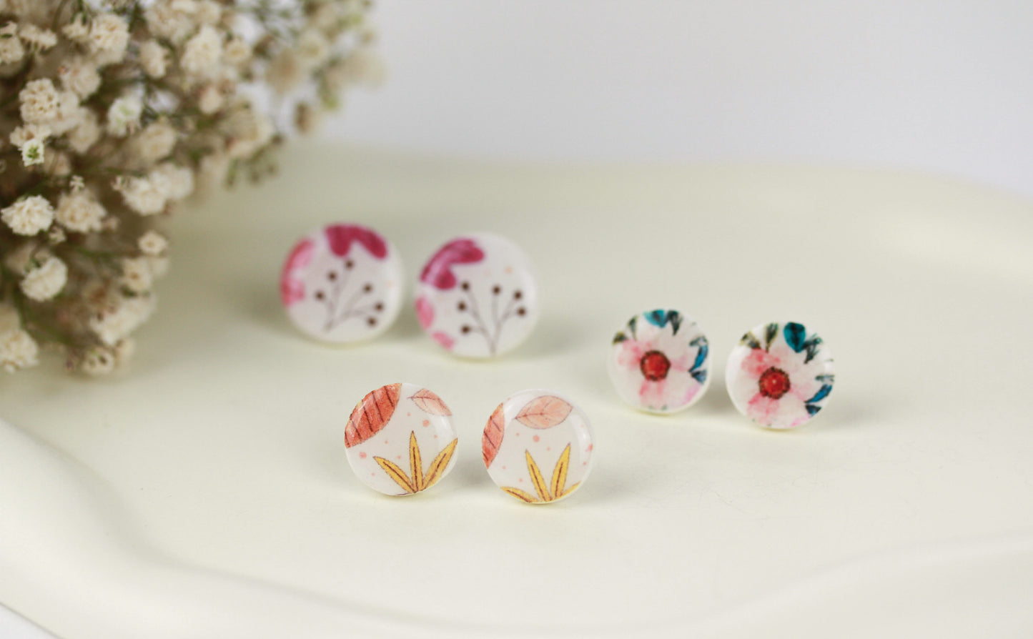 Herbstliche Ohrstecker – Handgefertigte Polymer Clay Studs