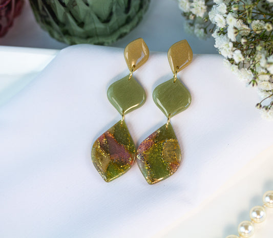 Statement Ohrringe – Olive Trio – 3-teilig