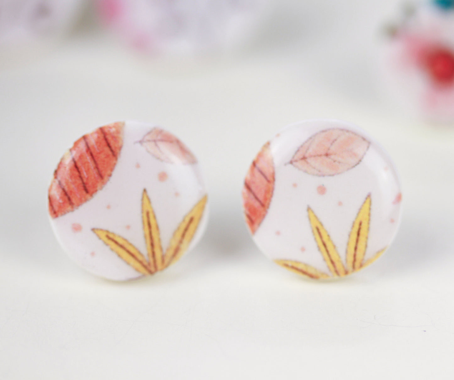 Herbstliche Ohrstecker – Handgefertigte Polymer Clay Studs