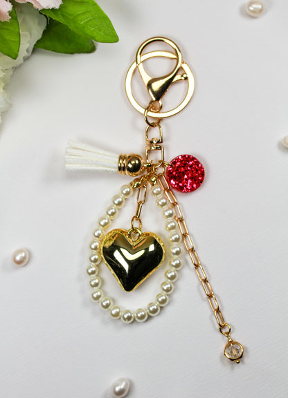 Pearl Heart Glam – Bag Charm