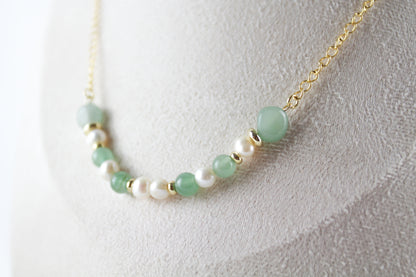 Aventurin & Süßwasserperlen Schmuckset – Halskette & Armband | Handgefertigt