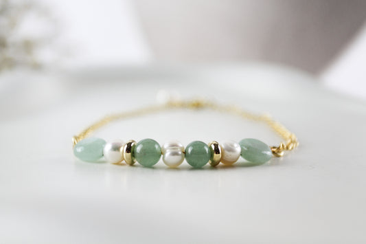 Aventurin Süßwasserperlen Halskette - Armband