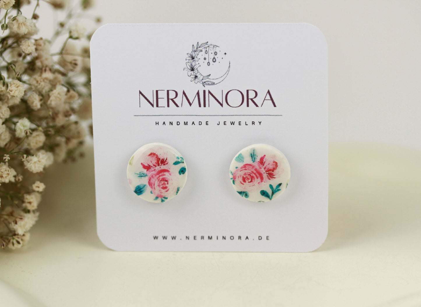 Rosen Ohrstecker – Handgefertigte florale Polymer Clay Ohrringe