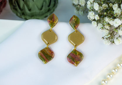 Ohrringe – Olive Geometry – Gold Oliv