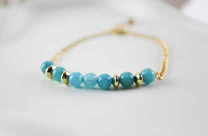 Türkise Naturstein Perlenkette & Armband – Handgefertigtes Schmuckset