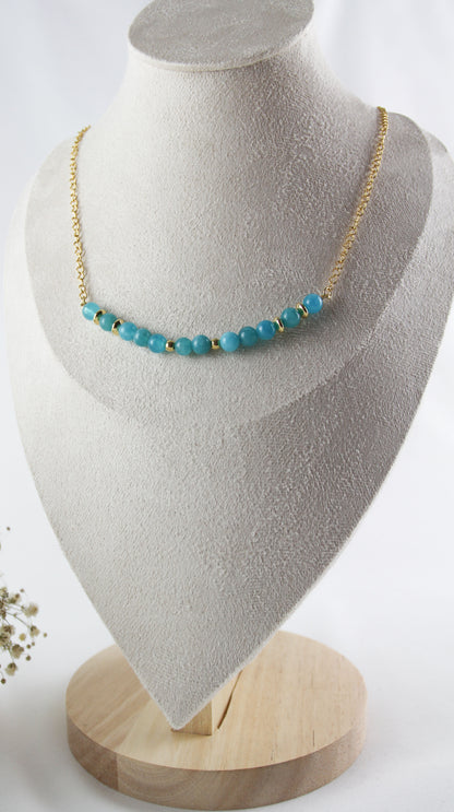 Türkise Naturstein Perlenkette & Armband – Handgefertigtes Schmuckset